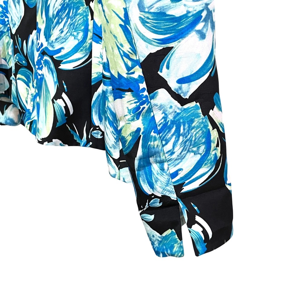 Kasper Floral Open Front Blazer Jacket Womens 12 Blue Green Watercolor Career⁠ - Picture 7 of 7
